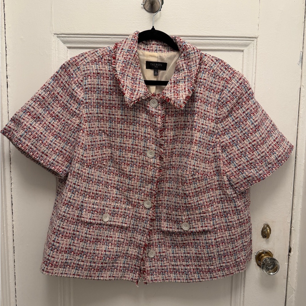 Talbots Multicolor Tweed Short-Sleeve Blazer